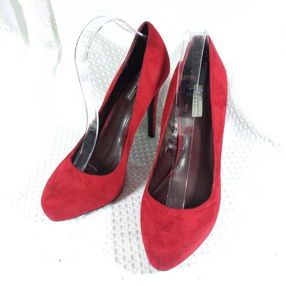 BCBGENERATION! RICH RED VEGAN SUEDE LEATHER PLATFORM STILETTO HEELS! SZ 9.5M - Picture 12 of 12
